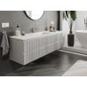 Mexen Rivel Badezimmerschrank 160 cm mit Waschbecken Otis, 2 Schubladen, geriffelt, grau matt/weiß matt -