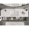 Mexen Rivel Badezimmerschrank 160 cm mit Waschbecken Otis, 2 Schubladen, geriffelt, grau matt/weiß matt -