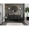 Mexen Rivel Badezimmerschrank 160 cm mit Waschbecken Otis, 2 Schubladen, gerillt, schwarz matt - 91A20-16047-2-BFF71-W18M71