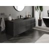 Mexen Rivel Badezimmerschrank 160 cm mit Waschbecken Otis, 2 Schubladen, gerillt, schwarz matt - 91A20-16047-2-BFF71-W18M71