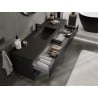 Mexen Rivel Badezimmerschrank 160 cm mit Waschbecken Otis, 2 Schubladen, gerillt, schwarz matt - 91A20-16047-2-BFF71-W18M71