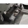 Mexen Rivel Badezimmerschrank 160 cm mit Waschbecken Vela, 2 Schubladen, geriffelt, schwarz matt - 91A20-16047-2-BFF71-W23M71