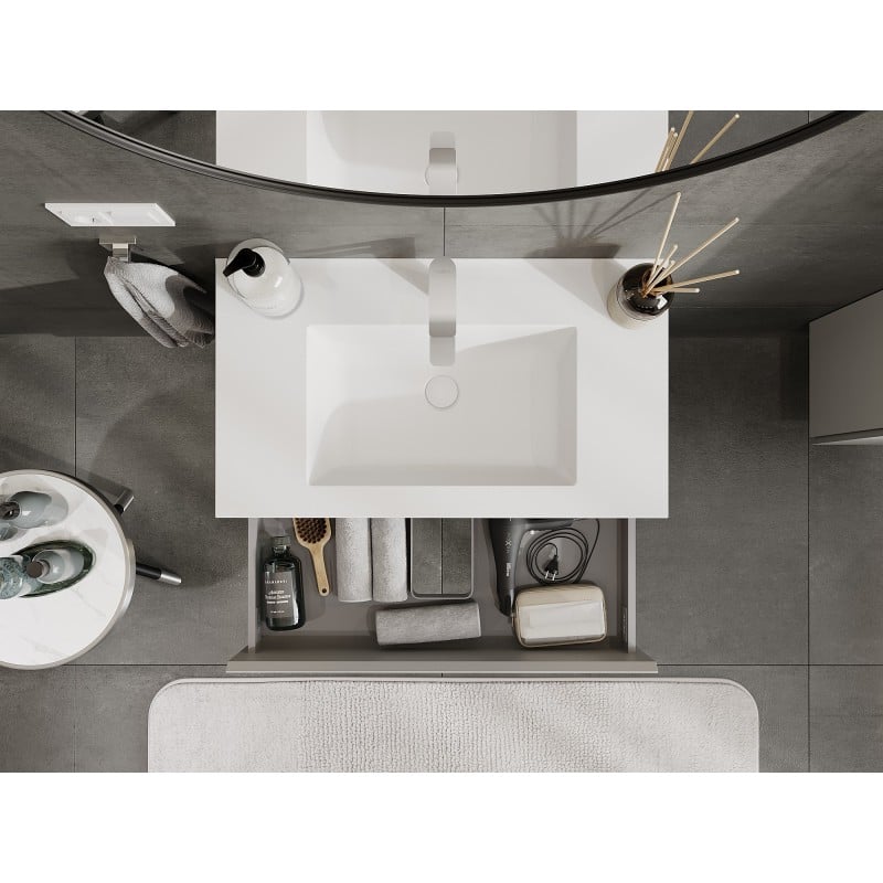 Mexen Orio Badschrank 80 cm mit Waschbecken Otis, 2 Schubladen, grau matt/weiß matt - 91A10-08047-2-BFF62-W18M01