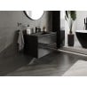 Mexen Orio Badezimmerschrank 80 cm mit Waschbecken Otis, 2 Schubladen, schwarz glänzend / schwarz matt