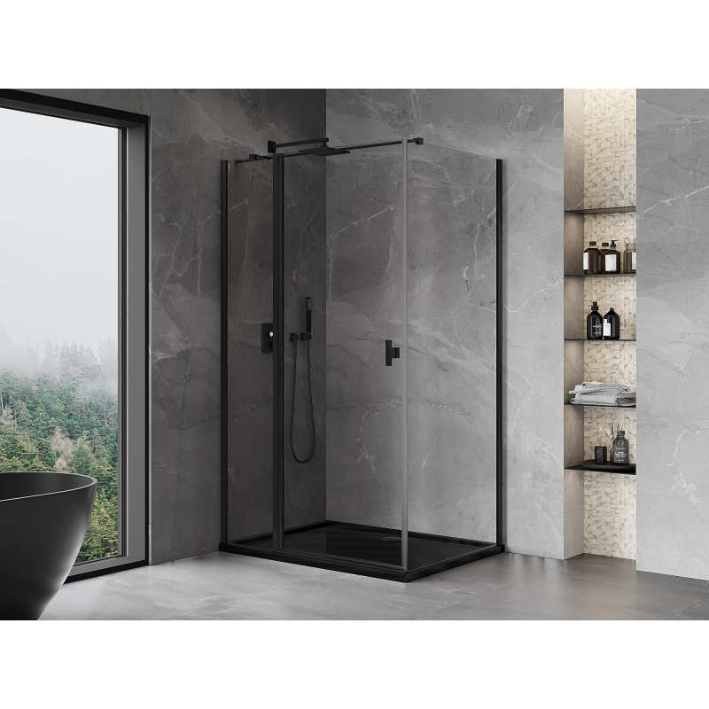 Mexen Mist T Duschkabine schwenkbar 115 x 100 cm, transparent, schwarz - 8A4T-115-100-70-00