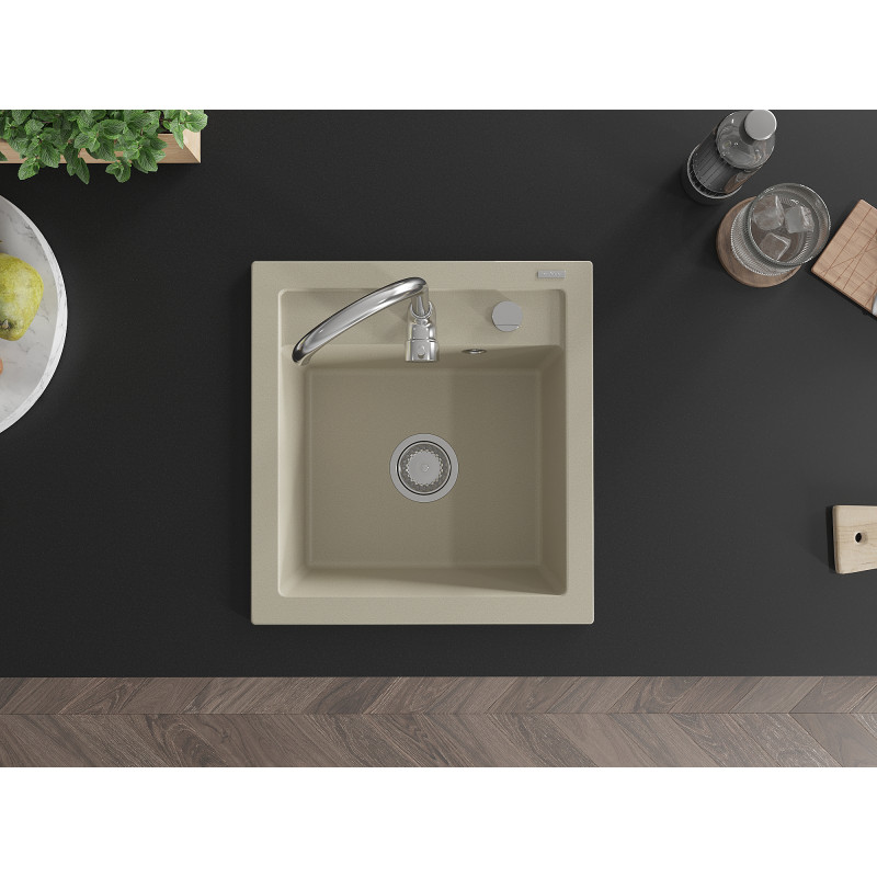 Mexen Vito Granitspüle ein Becken mit Küchenarmatur Telma, beige - 6503-69-670200-00