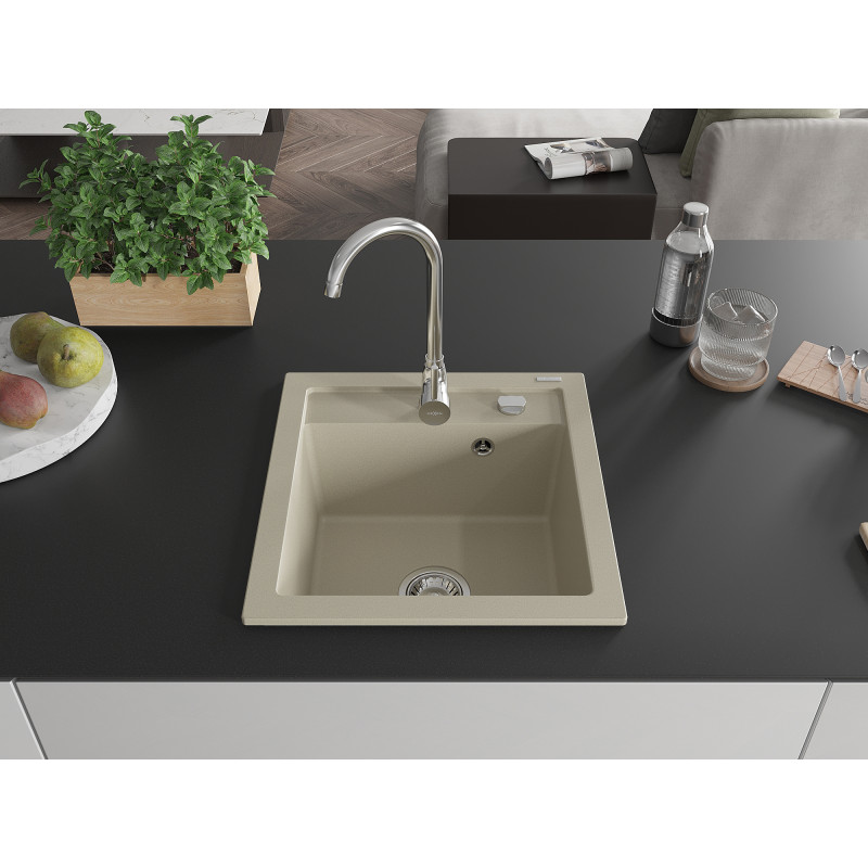 Mexen Vito Granitspüle ein Becken mit Küchenarmatur Telma, beige - 6503-69-670200-00