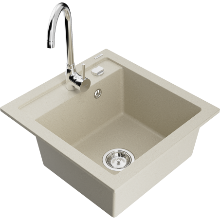 Mexen Vito Granitspüle ein Becken mit Küchenarmatur Telma, beige - 6503-69-670200-00