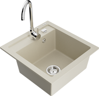 Mexen Vito Granitspüle ein Becken mit Küchenarmatur Telma, beige - 6503-69-670200-00