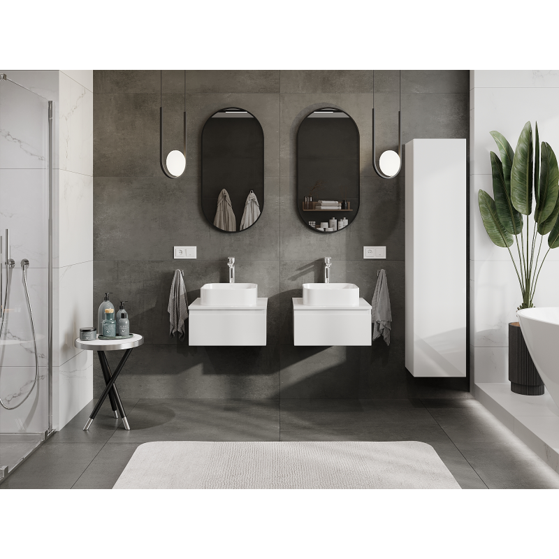 Mexen Orio Badezimmer-Unterschrank 50 cm, 1 Schublade, weiß glänzend - 91A10-05023-1-BF00