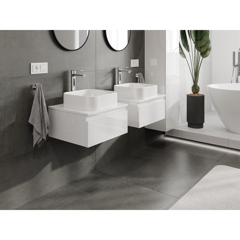 Mexen Orio Badezimmer-Unterschrank 50 cm, 1 Schublade, weiß glänzend - 91A10-05023-1-BF00