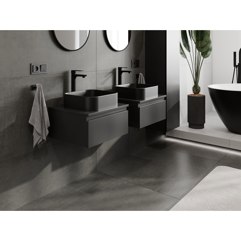 Mexen Orio Badezimmerschrank unter Waschbecken 50 cm, 1 Schublade, schwarz matt - 91A10-05023-1-BF71