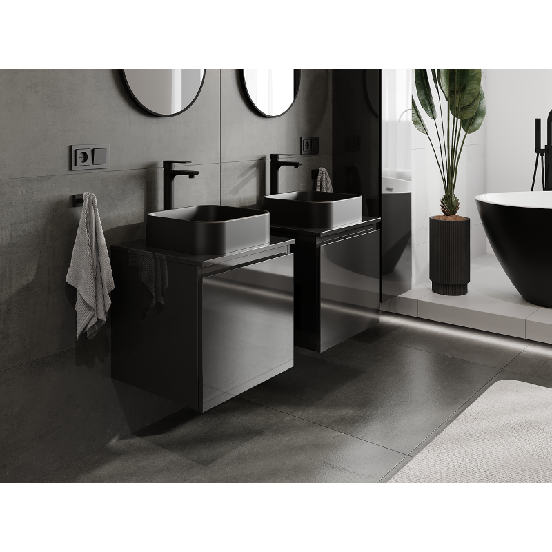 Mexen Orio Badezimmer-Unterschrank 50 cm, 1 Schublade, schwarz glänzend - 91A10-05047-1-BF70