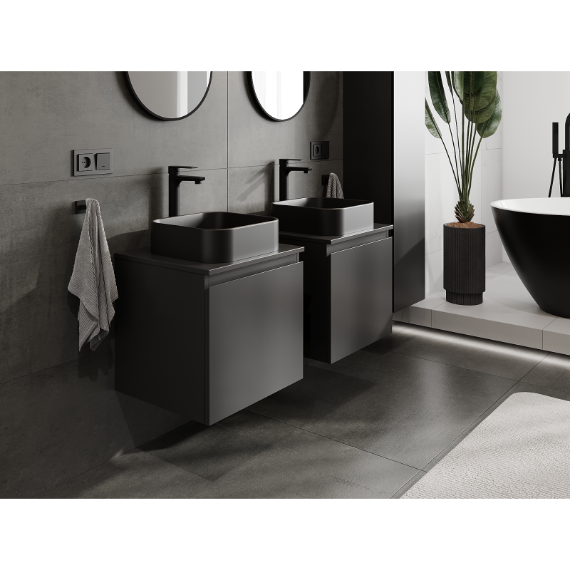 Mexen Orio Badezimmerschrank für Waschbecken 50 cm, 1 Schublade, schwarz matt - 91A10-05047-1-BF71