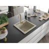Mexen Vito Granitspüle 1-beckig mit Küchenarmatur Telma, Beige - 6503-69-670200-50