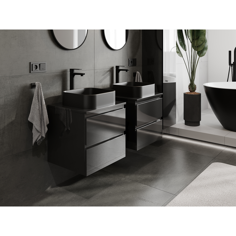Mexen Orio Badezimmer-Unterschrank 50 cm, 2 Schubladen, schwarz glänzend - 91A10-05047-2-BFF70