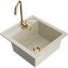 Mexen Vito Granitspüle 1-becken mit Küchenarmatur Telma, beige - 6503-69-670200-50