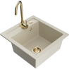 Mexen Vito Granitspüle 1-beckig mit Küchenarmatur Telma, Beige - 6503-69-670200-50