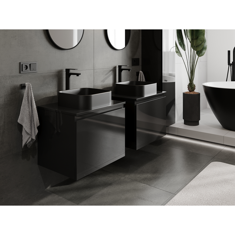 Mexen Orio Badezimmerschrank unter dem Waschbecken 60 cm, 1 Schublade, schwarz glänzend - 91A10-06047-1-BF70