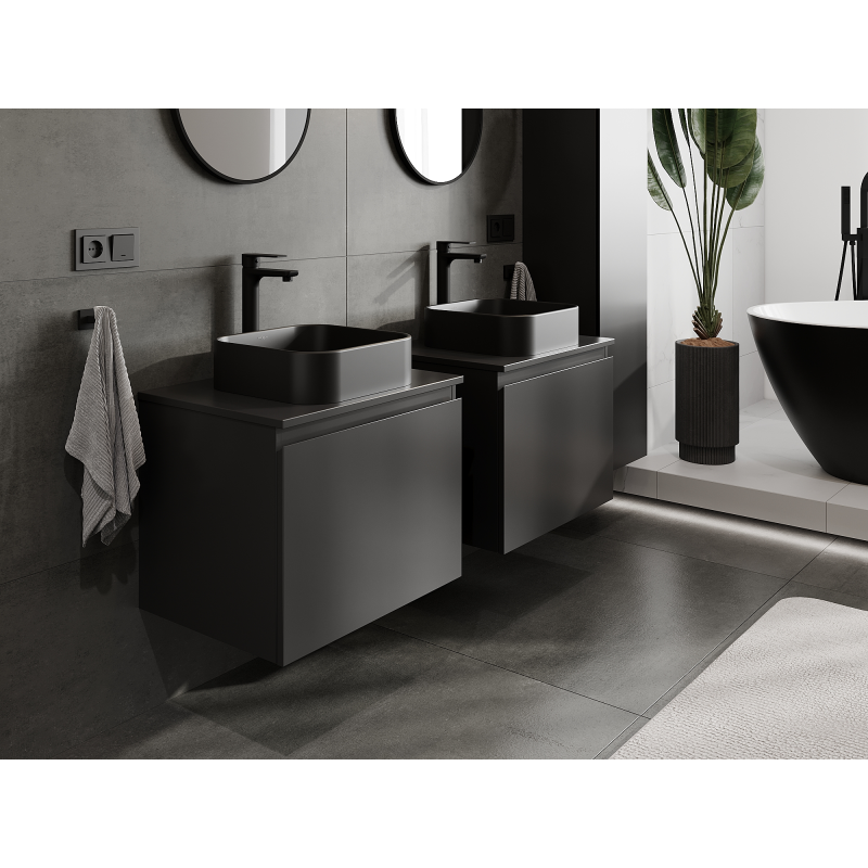 Mexen Orio Badezimmerschrank für Waschtisch 60 cm, 1 Schublade, schwarz matt - 91A10-06047-1-BF71