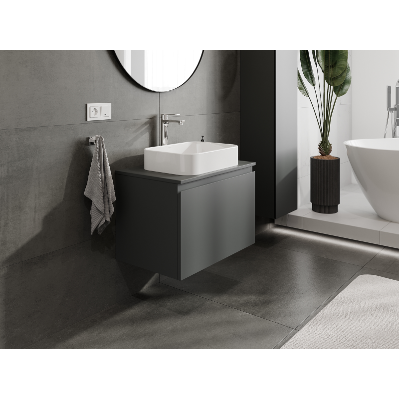 Mexen Orio Badezimmerschrank unter Waschbecken 70 cm, 1 Schublade, Graphit matt - 91A10-07047-1-BF66