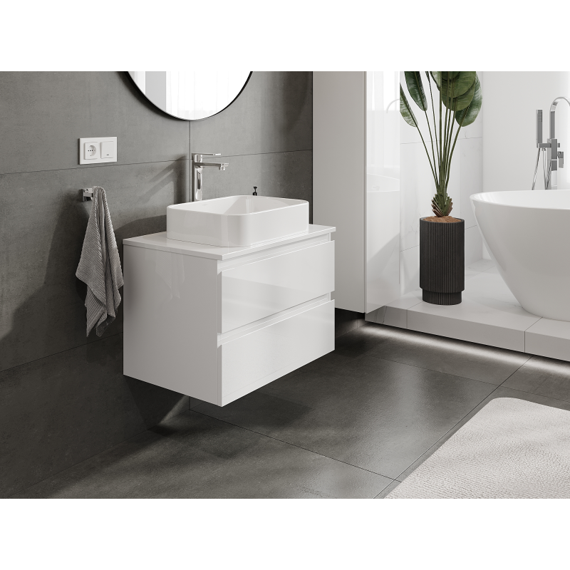 Mexen Orio Badezimmerschrank 70 cm, 2 Schubladen, weiß glänzend - 91A10-07047-2-BFF00