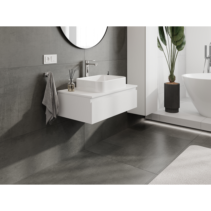 Mexen Orio Badezimmerschrank für Waschbecken 80 cm, 1 Schublade, weiß matt - 91A10-08023-1-BF01