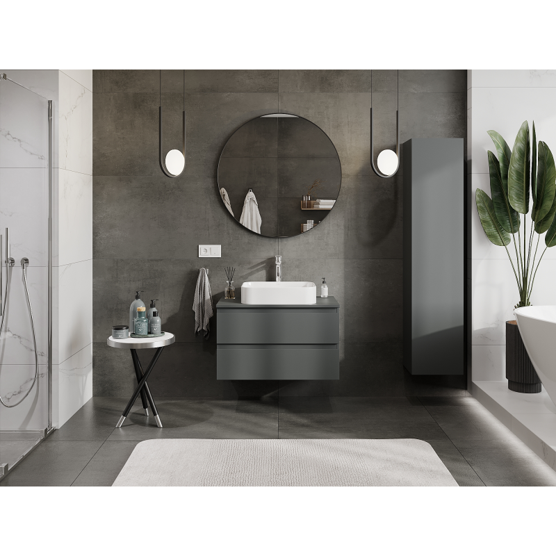 Mexen Orio Badezimmer-Unterschrank 80 cm, 2 Schubladen, Mattgraphit - 91A10-08047-2-BFF66