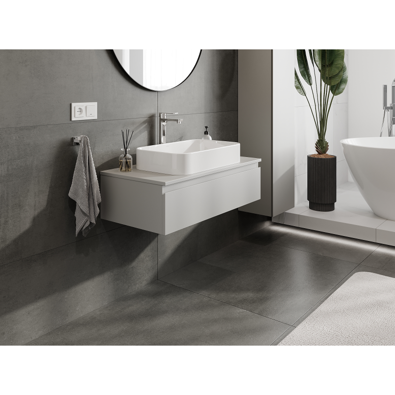Mexen Orio Badezimmerschrank 90 cm, 1 Schublade, grau matt - 91A10-09023-1-BF62