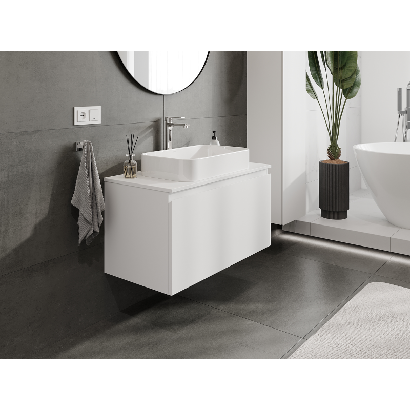 Mexen Orio Badezimmerschrank unter Waschbecken 90 cm, 1 Schublade, weiß matt - 91A10-09047-1-BF01