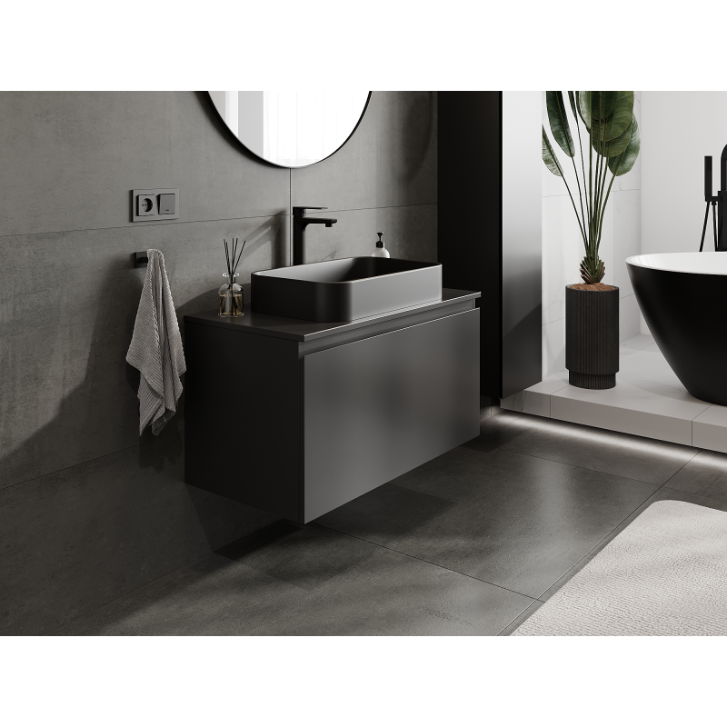 Mexen Orio Badezimmerschrank unter Waschbecken 90 cm, 1 Schublade, schwarz matt - 91A10-09047-1-BF71