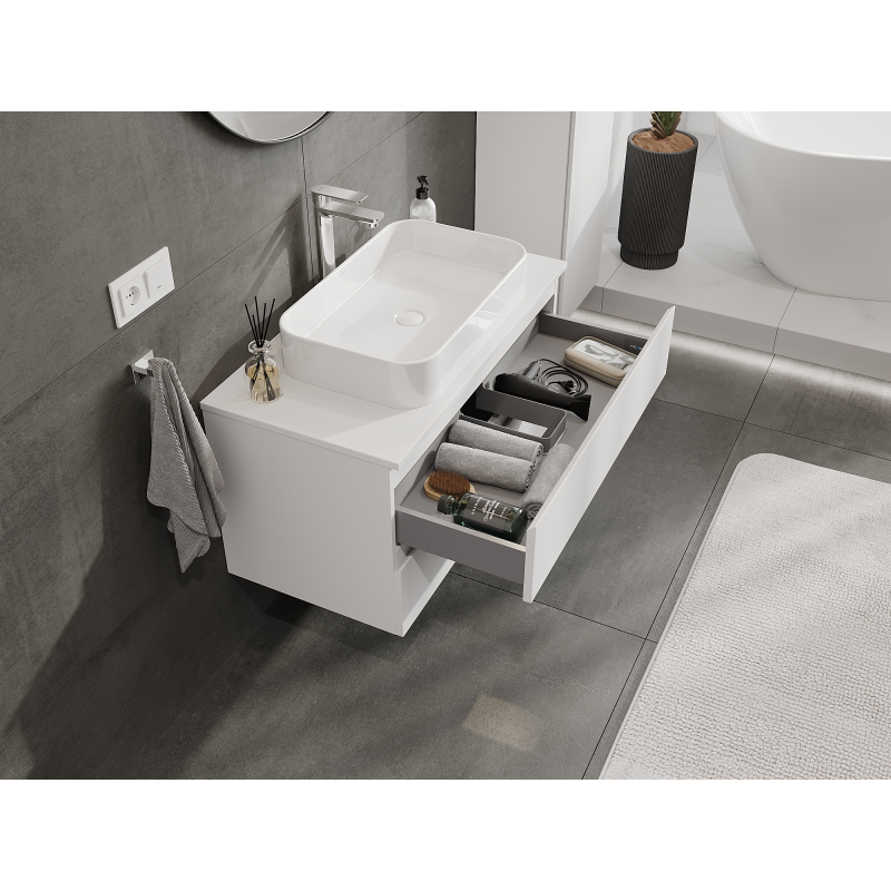 Mexen Orio Badezimmerschrank 90 cm, 2 Schubladen, weiß matt - 91A10-09047-2-BFF01