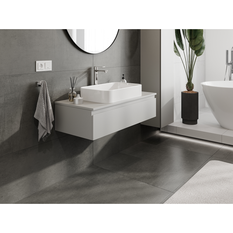 Mexen Orio Badezimmerschrank für Waschbecken 100 cm, 1 Schublade, grau matt - 91A10-10023-1-BF62