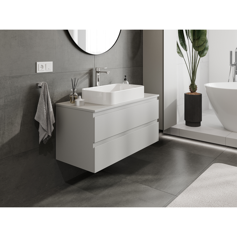 Mexen Orio Badezimmerschrank 100 cm, 2 Schubladen, Grau Matt - 91A10-10047-2-BFF62