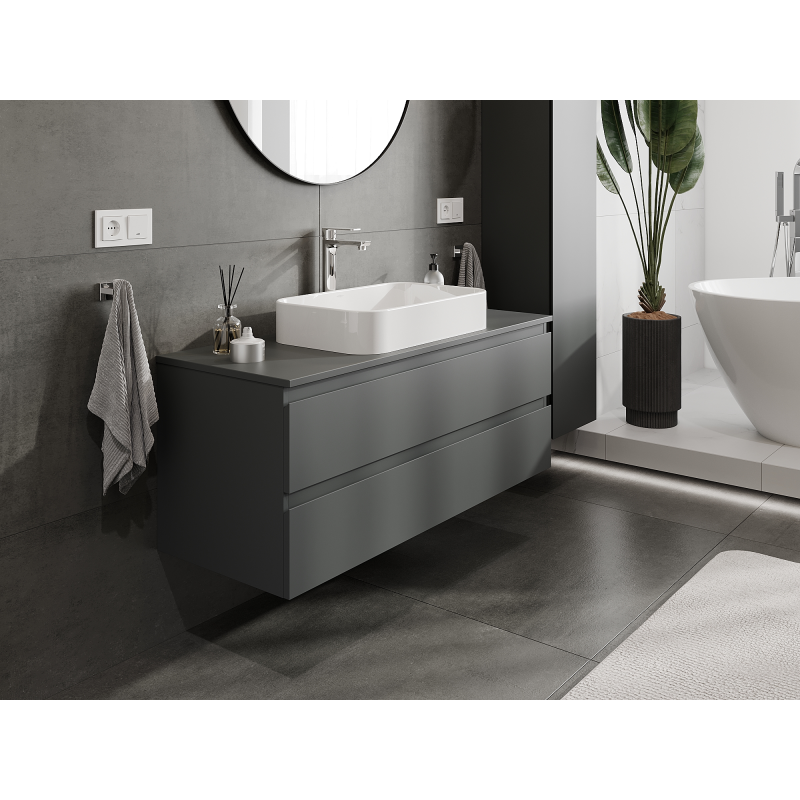 Mexen Orio Badezimmerwaschtischschrank 120 cm, 2 Schubladen, Graphit matt - 91A10-12047-2-BFF66