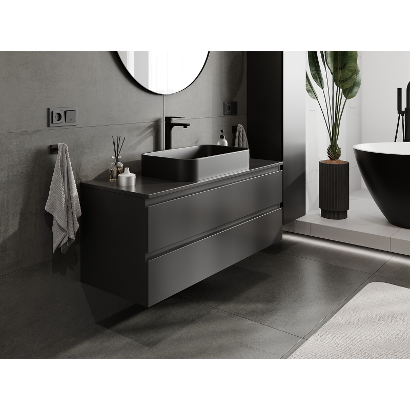 Mexen Orio Badezimmer-Unterschrank 120 cm, 2 Schubladen, Schwarz matt - 91A10-12047-2-BFF71