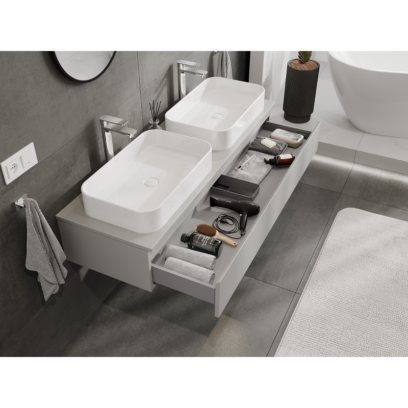 Mexen Orio Badezimmer-Unterschrank 140 cm, 1 Schublade, Grau Matt - 91A10-14023-1-BF62