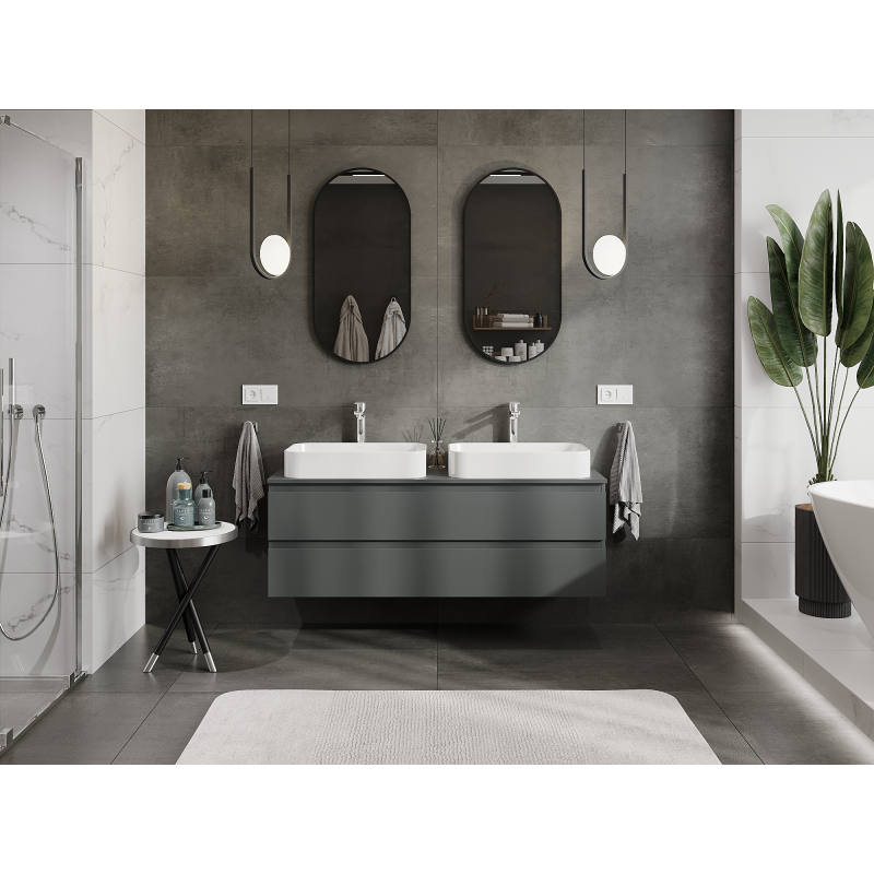Mexen Orio Badezimmer-Unterschrank 140 cm, 2 Schubladen, matt grafit - 91A10-14047-2-BFF66