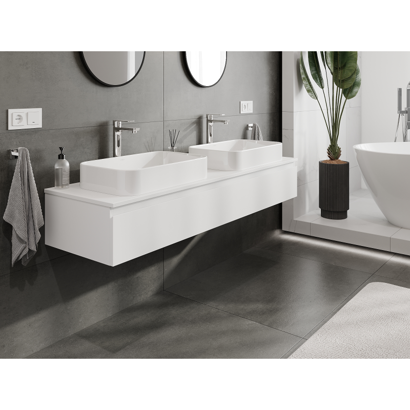 Mexen Orio Badezimmer-Waschtischschrank 160 cm, 1 Schublade, weiß matt - 91A10-16023-1-BF01