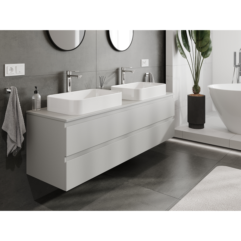 Mexen Orio Badezimmerschrank für Waschbecken 160 cm, 2 Schubladen, grau matt - 91A10-16047-2-BFF62