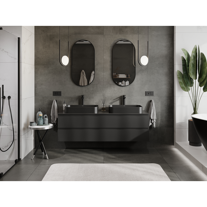 Mexen Orio Badezimmerschrank unter Waschbecken 160 cm, 2 Schubladen, schwarz matt - 91A10-16047-2-BFF71