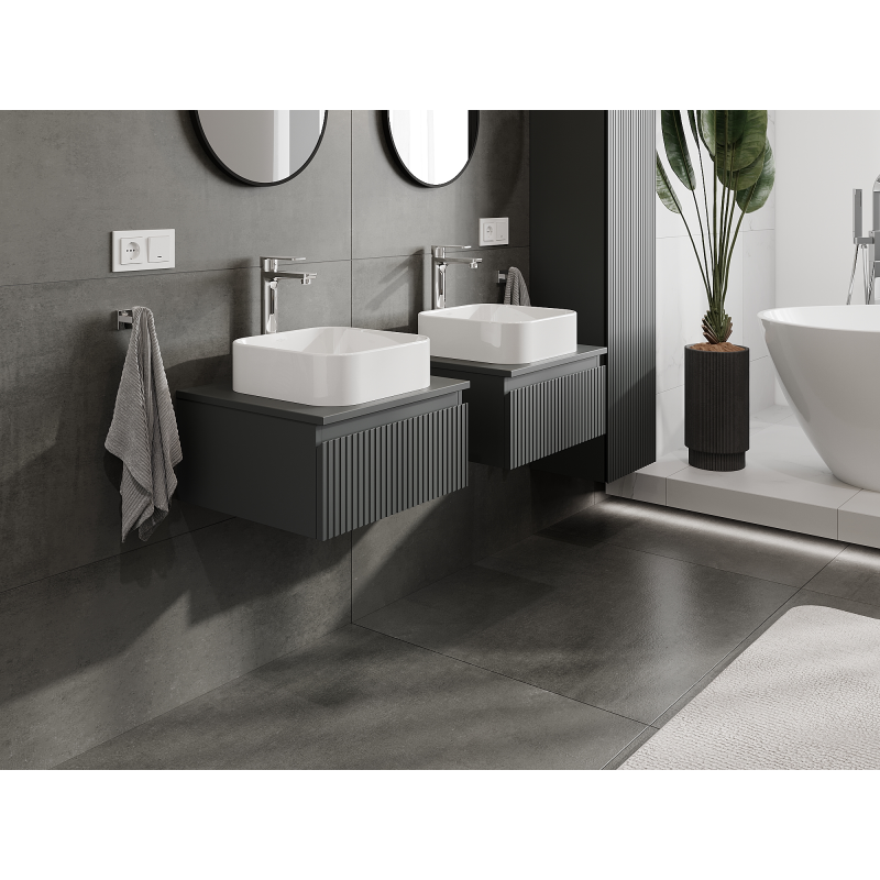 Mexen Rivel Badezimmer-Unterschrank 50 cm, 1 Schublade, geriffelt, grafit matt - 91A20-05023-1-BF66
