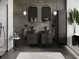 Mexen Rivel Badezimmer-Unterschrank 50 cm, 2 Schubladen, geriffelt, schwarz matt - 91A20-05047-2-BFF71
