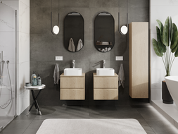Mexen Rivel 50 cm Badezimmer-Unterschrank, 2 Schubladen, geriffelt, Eiche - 91A20-05047-2-BFF81