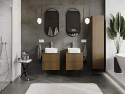 Mexen Rivel Badezimmerschrank unter dem Waschbecken 50 cm, 2 Schubladen, gerillt, Nussbaum - 91A20-05047-2-BFF86