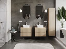 Mexen Rivel Badezimmer-Unterschrank 60 cm, 2 Schubladen, gerillt, Eiche - 91A20-06047-2-BFF81
