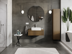 Mexen Rivel Badezimmerunterschrank 80 cm, 1 Schublade, geriffelt, Nussbaum - 91A20-08023-1-BF86