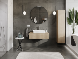 Mexen Rivel Badezimmerschrank unter dem Waschbecken 90 cm, 1 Schublade, geriffelt, Eiche - 91A20-09023-1-BF81