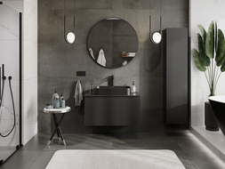 Mexen Rivel Badezimmerunterschrank 90 cm, 1 Schublade, geriffelt, schwarz matt - 91A20-09047-1-BF71
