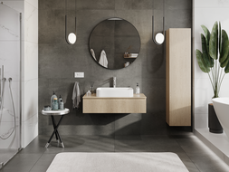Mexen Rivel Badezimmerschrank unter dem Waschbecken 100 cm, 1 Schublade, geriffelt, Eiche - 91A20-10023-1-BF81